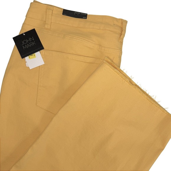 John Mark Denim - JOHN MARK Happy Days 'Maize'‎ Gold Ankle Raw Hem Straight Leg Pants Sz 20W NWT